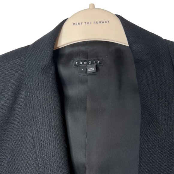 Theory Lanao Ferrano Virgin Wool Charcoal Black Blazer Size 4 - Picture 3 of 5